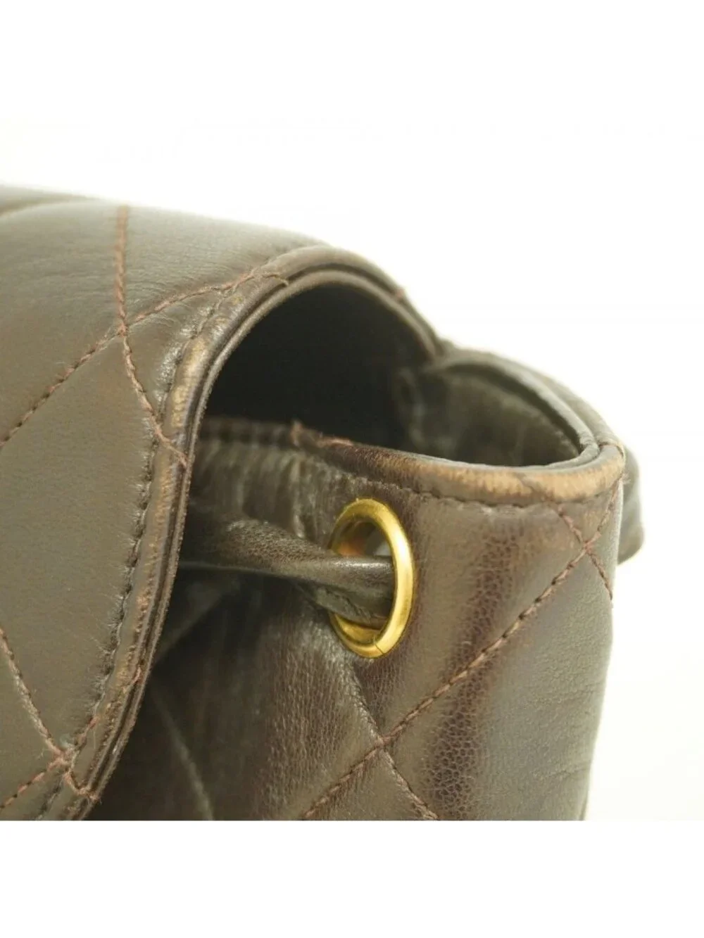 Chanel Backpack Quilted Lambskin Brown Gold